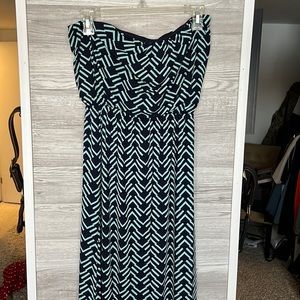 Navy & Teal Chevron Tube Top Maxi